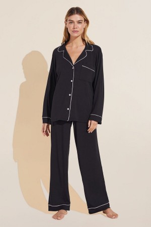 Πιζάμες Eberjey Gisele TENCEL™ Modal Long PJ Set γυναικεια μαυρα ροζ | NAD4567KT