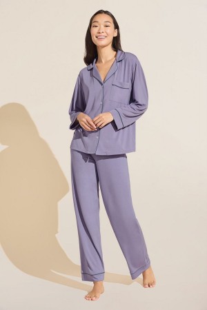 Πιζάμες Eberjey Gisele TENCEL™ Modal Long PJ Set γυναικεια μωβ μπλε | SJQ4921KX