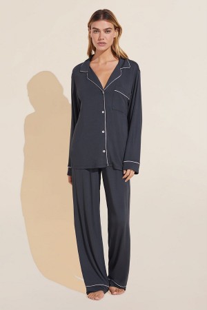 Πιζάμες Eberjey Gisele TENCEL™ Modal Long PJ Set γυναικεια βαθυ γκρι ροζ | WNK736VO