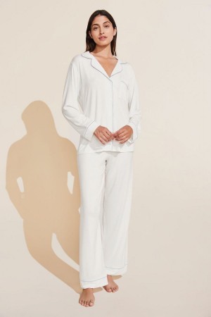 Πιζάμες Eberjey Gisele TENCEL™ Modal Long PJ Set γυναικεια ασπρα μπλε | BFP726YL