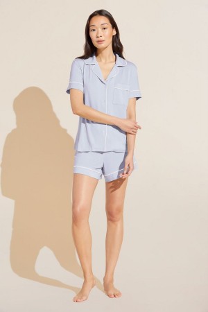 Πιζάμες Eberjey Gisele TENCEL™ Modal Relaxed Short PJ Set γυναικεια μπλε ασπρα | AME2435QR