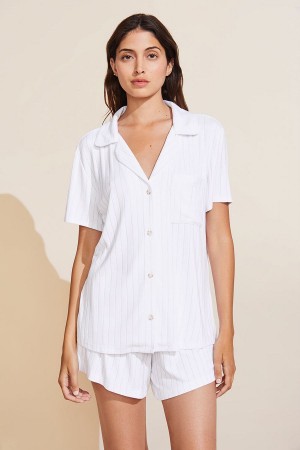 Πιζάμες Eberjey Gisele TENCEL™ Modal Rib Relaxed Short PJ Set γυναικεια ασπρα | XAW4818NU