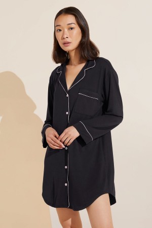 Πιζάμες Eberjey Gisele TENCEL™ Modal Sleepshirt γυναικεια μαυρα ροζ | MVZ8361AZ