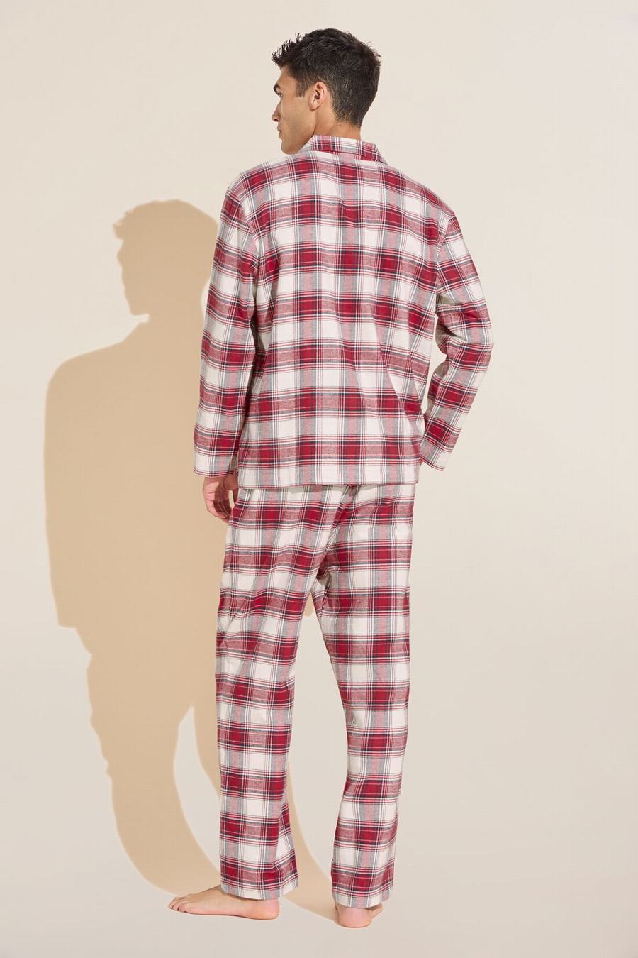 Πιζάμες Eberjey Flannel Long PJ Set ανδρικα κοκκινα ασπρα | YEP7623BB