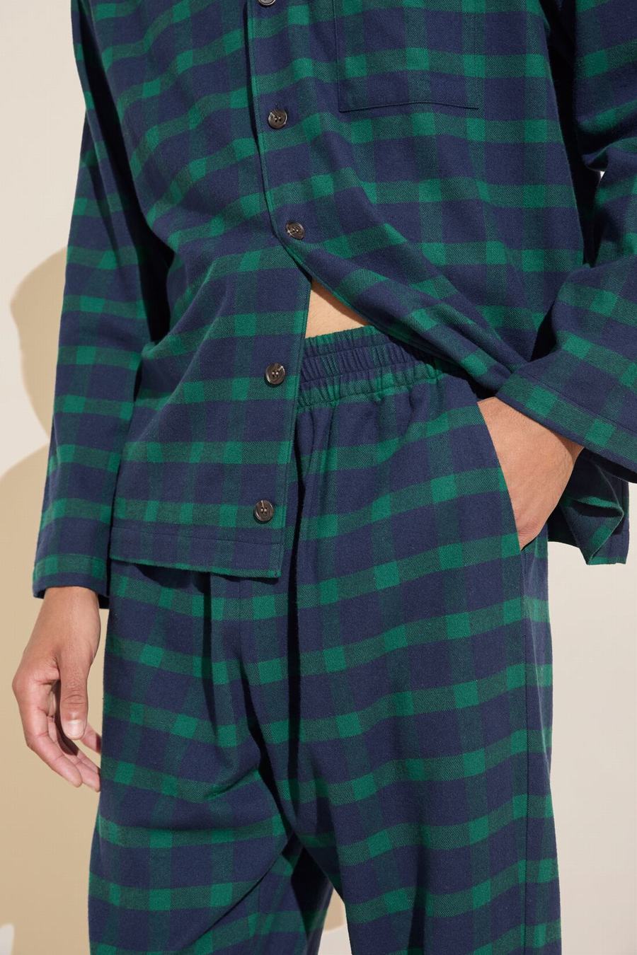 Πιζάμες Eberjey Flannel Long PJ Set ανδρικα σκουρο μπλε πρασινο | TZM7466FD