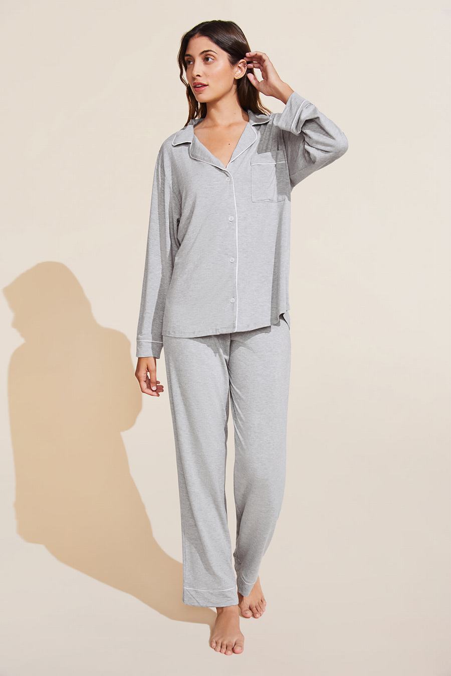 Πιζάμες Eberjey Gisele TENCEL Modal Long PJ Set γυναικεια γκρι ροζ | YGC7585LI