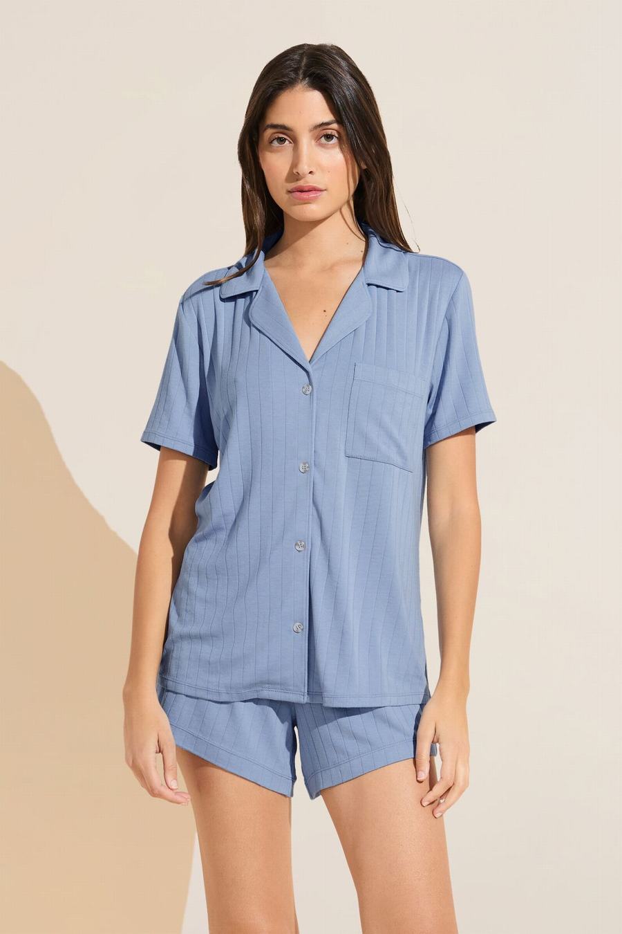 Πιζάμες Eberjey Gisele TENCEL™ Modal Rib Relaxed Short PJ Set γυναικεια μπλε | BHM941II