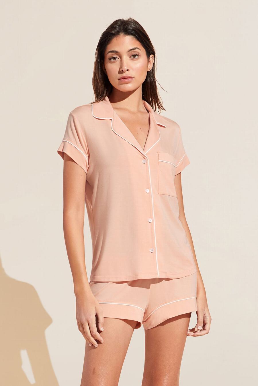 Πιζάμες Eberjey Gisele TENCEL Modal Shortie Short PJ Set γυναικεια κοραλι ασπρα | NFP1271YM