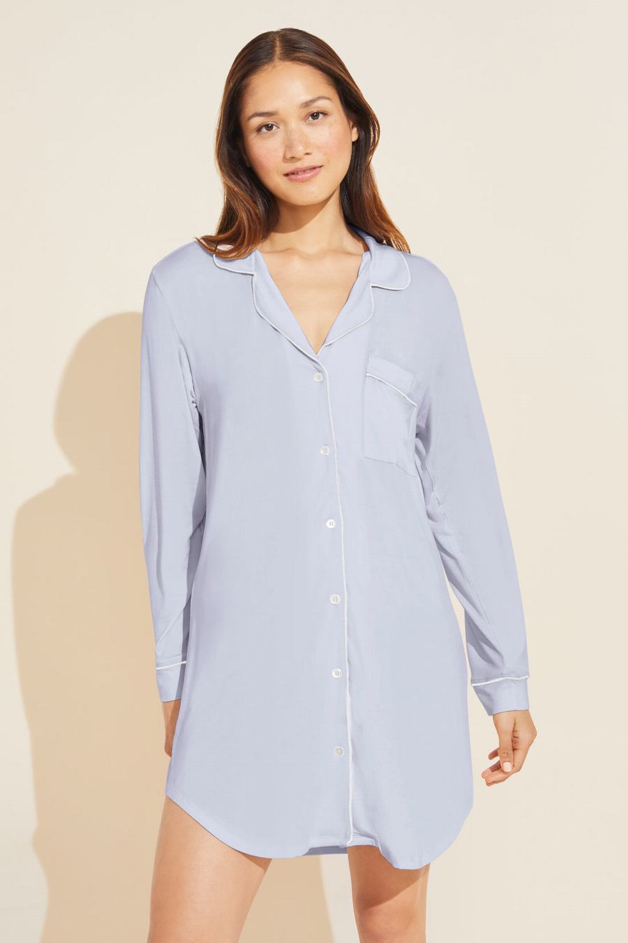 Πιζάμες Eberjey Gisele TENCEL™ Modal Sleepshirt γυναικεια μπλε ασπρα | ZII9929QU