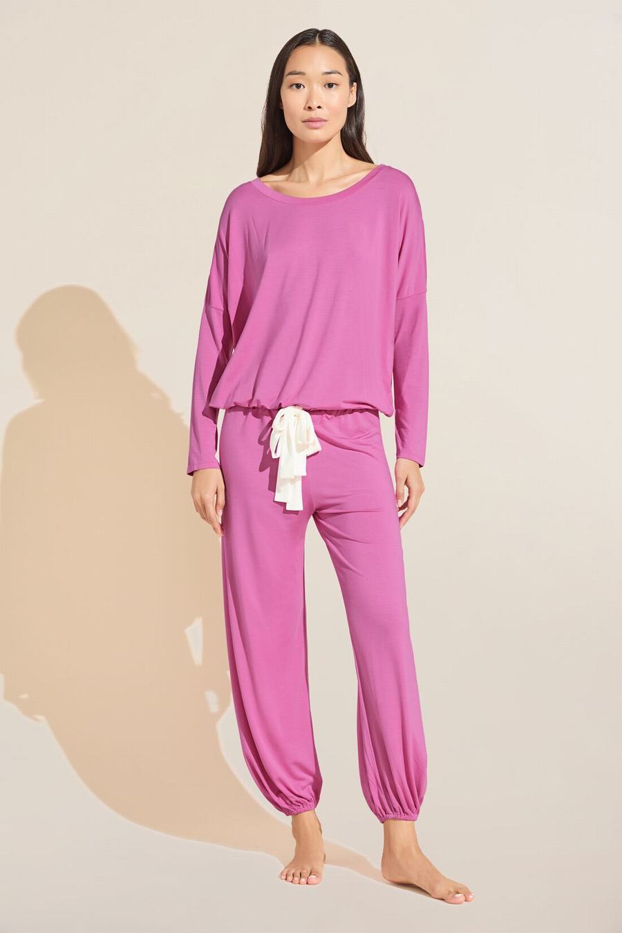 Πιζάμες Eberjey Gisele TENCEL™ Modal Slouchy PJ Set γυναικεια ροζ ασπρα | ZKN6498SO