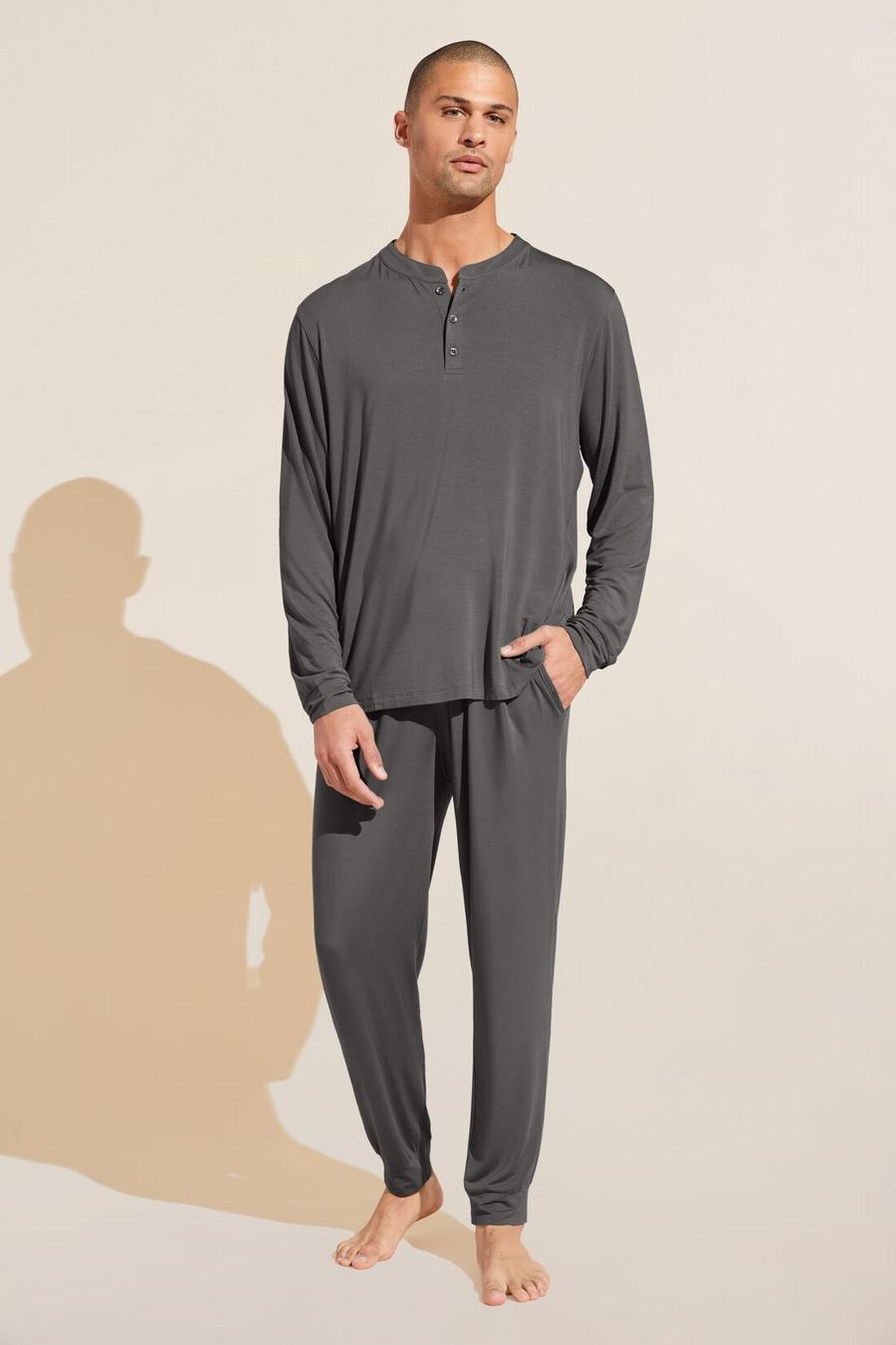 Πιζάμες Eberjey Henry TENCEL™ Modal Long PJ Set ανδρικα γκρι | CUF1568JW