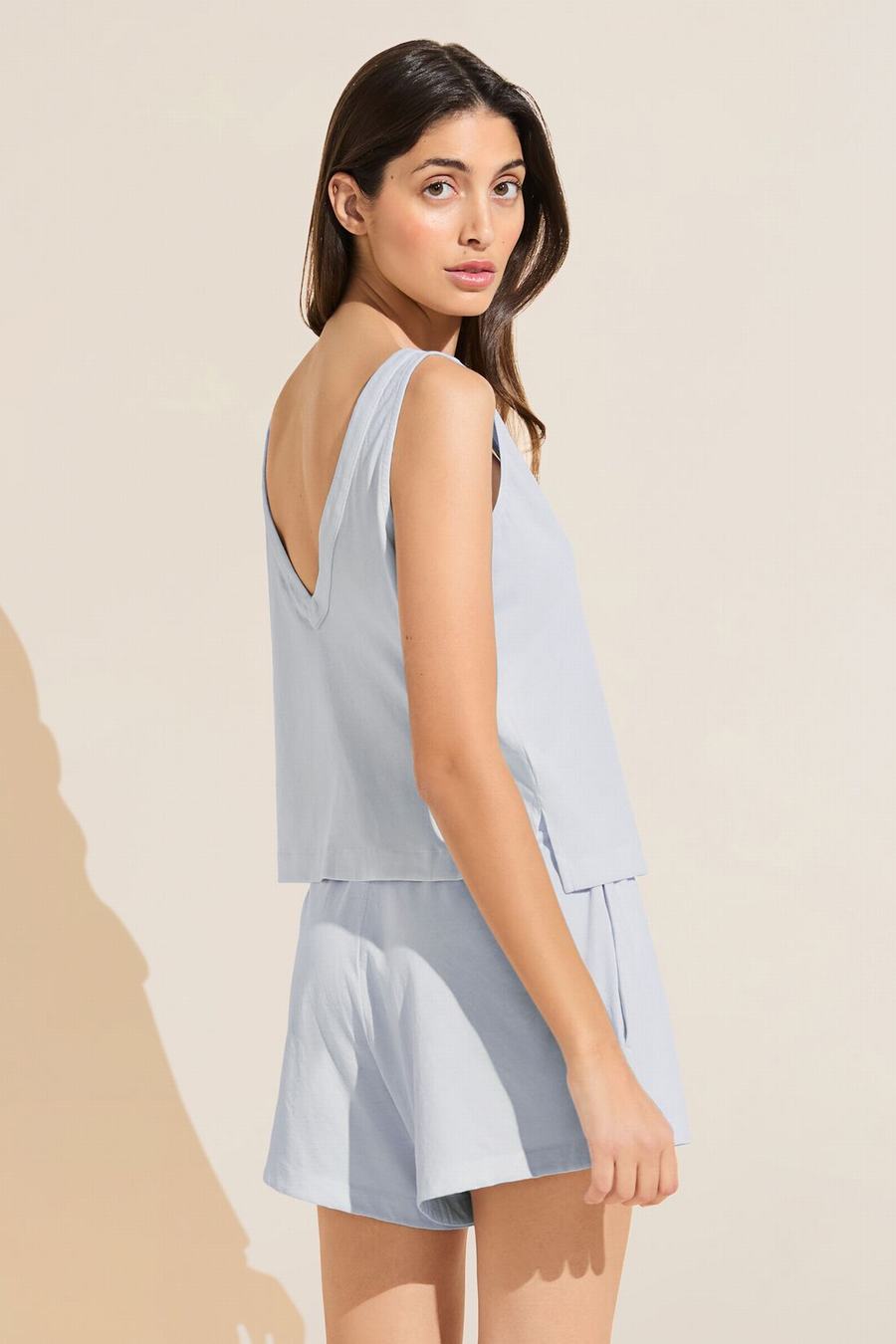 Πιζάμες Eberjey Organic Pima Cotton Tank & Short PJ Set γυναικεια μπλε | DTT239CL