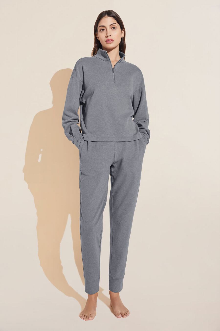 Παντελονι Φορμα Eberjey Luxe Sweats Jogger γυναικεια σκούρο γκρι | ODJ856IX